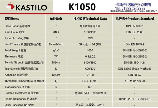 卡斯蒂諾膜材KASTILO-K1050